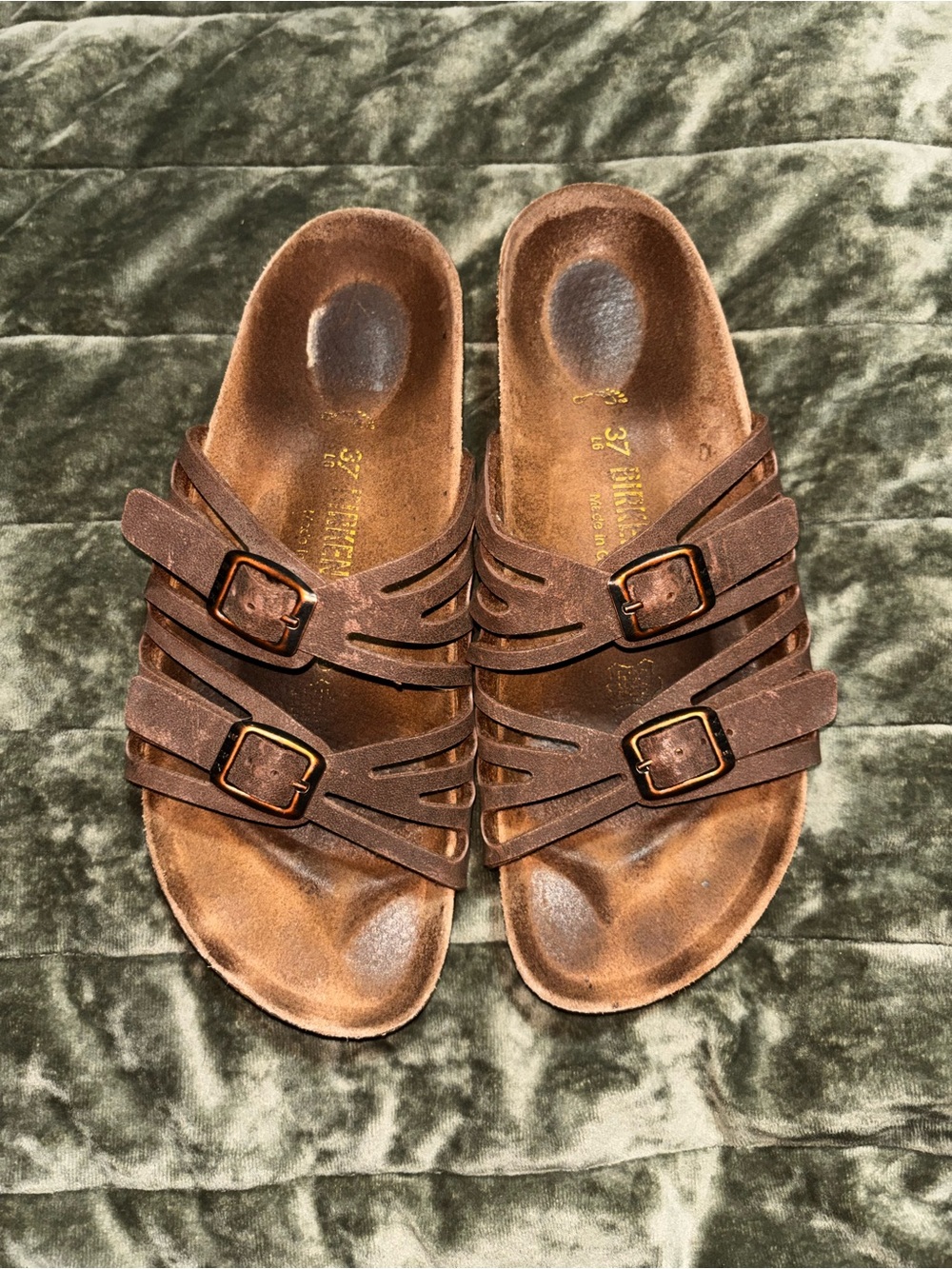 BIRKENSTOCK GRANADA WOMEN’S SIZE 37 Narrow ( 7  1/2) LEATHER SANDALS Footbed